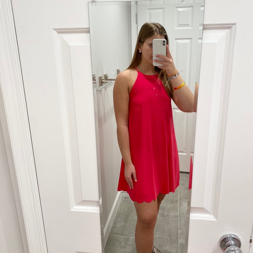 Pink high neck summer dress